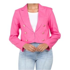 Brand New House Of Harlow 1960 Long Sleeve Cropped Double Breasted Blazer